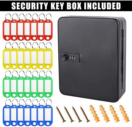 Клуч Кутија Ѕид Монтирање, 28 Клучни Куки &засилувач; Ознаки, Челик Безбедност Заклучување Клуч Кабинет, Кутија За Заклучување Клуч За Складирање