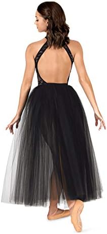Обвинувања на телото женски балетски халтер романтичен фустан од туту, LC211BKNUXS, црна/гола, xs