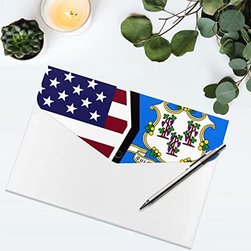 Американско И Државно Знаме На Конектикат Проширување На Папката Со Датотеки Папка Со Хармоника 6 Џебови Организатор На Документи Организатор