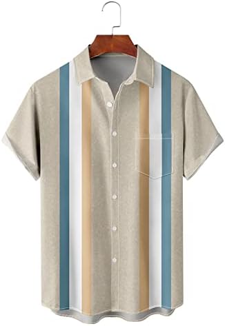 Машки хавајски кошули копче надолу по кратки ракави гроздобер цветна кошула кубански стил камп кошула лабава плажа алоха кошули
