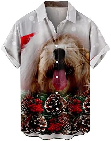 Божиќни кошули на Синзелимин за мажите кратки ракави врвови мода 3Д печатење на кошулата на Хаваи надолу од лаптовата кардиганска блуза