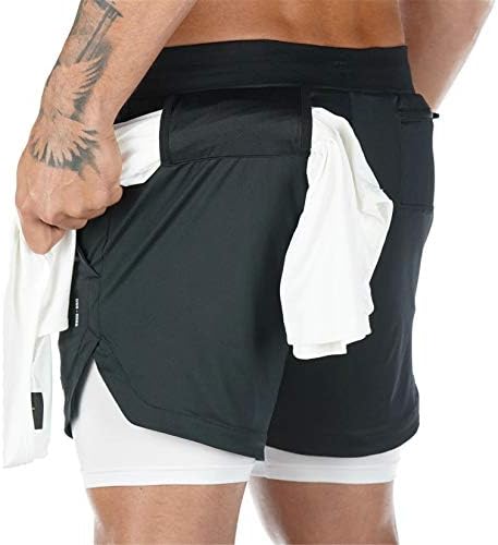 Ангонџивел машки 2 во 1 активна кратка панталона еластичност лесна суво суво шорцеви со џебови со џебови