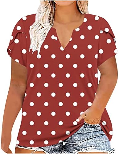 Pejock Plus Size Shorte Sweever Henley Henley Women v вратот печатени блузи летни лабави маици основни обични врвови на туники XL-5XL