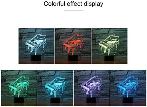 Декоративни светла Zhenku Piano Shape 3D шарена LED визија за светло ламба, USB и верзија на батеријата