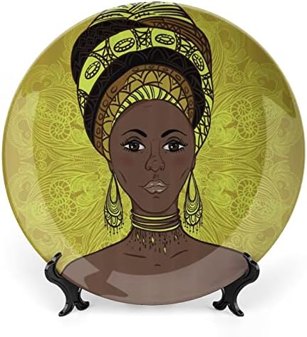 Африканска жена керамички декоративни плочи со штанд коска Кина виси украси десертни плочи