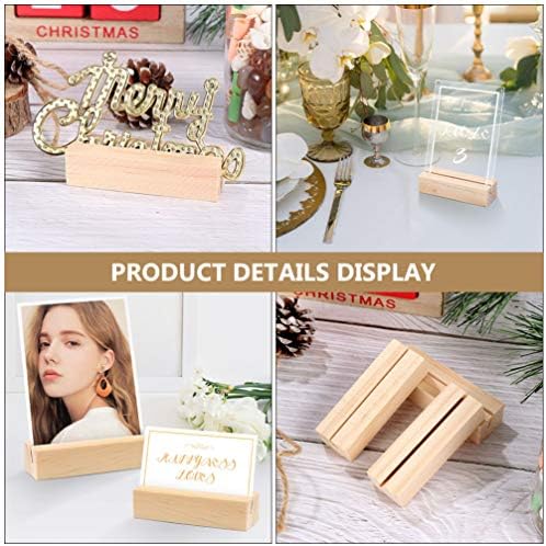 Nuobesty Desktop Stand Photocard Holder 12 парчиња дрвени места држачи дрвени табели броеви стои рустикални акрилни знаци на држачи