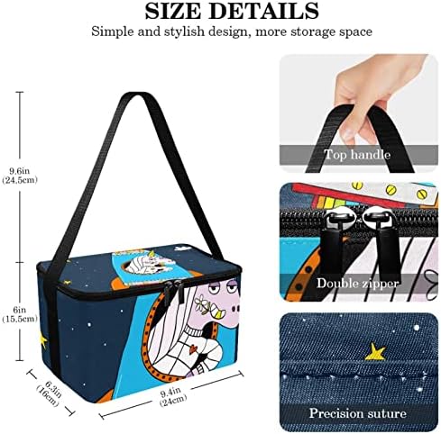 Смешно еднорог со ракети Галакси starsвезди торба за испорака на храна, изолирана торба за намирници | Двоен патент