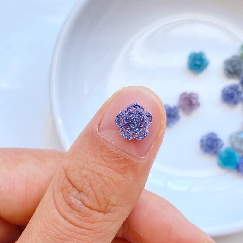 50 парчиња симпатична мини 7мм Сјајна цветна нокти Рајнестонс ГЕМС Сјај сјај за нокти Накит Маникир за нокти украси - Уметнички украси
