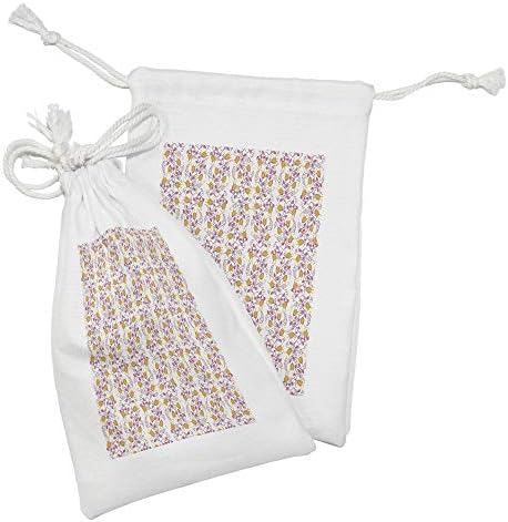 Амбесон Флорална Ткаенина Торбичка Комплет од 2, Демонстрација На Летни Цвеќиња Вртливи Гранки, Мала Торба За Врвки За Тоалети