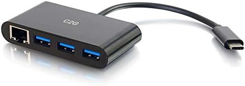 C2G USB-C/Thunderbolt-3 ДО RJ45 Gigabit Ethernet и 3 x USB - 3.0 Лаптоп Адаптер Центар, Погоден За MacBook Pro, iMac, Google Chromebook,