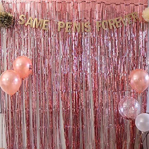 Zcxiyu 2m розово злато металик фолија од ливчиња за завеси врата врата од дожд свадба декорација роденденска забава позадина на позадина