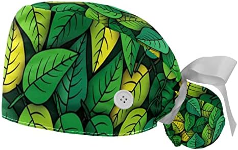 2 компјутери прилагодливи работни капачиња за работни капа со копчиња со копчиња затегната лента вратоврска за шрафци за жени тропски