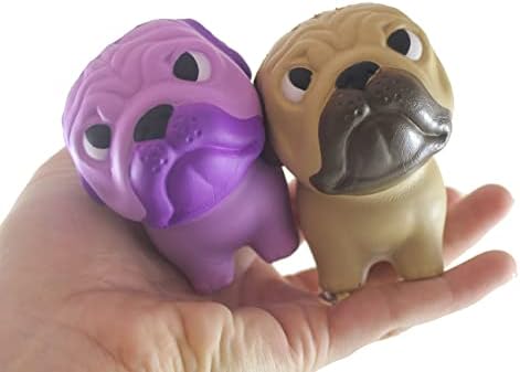 Сет од 2 случајни кучиња со кучиња со боја бавно издигнување на писателна играчка - мемориска пена Скај стрес топка фидгет стискање на кучиња
