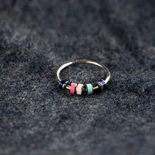 Вртење на емајл fidget ring S925, вртежен прстен, прстен за олеснување на анксиозност за жени девојки.