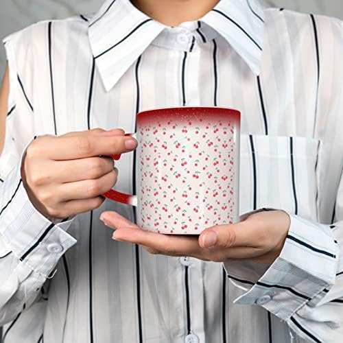 Moliae прекрасна слатка црвена цреша печатена чаши топлина чувствителна боја што се менува керамичко кафе, чаша чај од млеко, подарок за