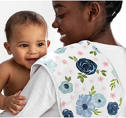 Слатка Jојо дизајнира акварел цветни девојки Абсорбента Бурп крпи за новороденче за новороденче - морнарица сино и руменило розово бохо излитена шик роза од цвеќињ