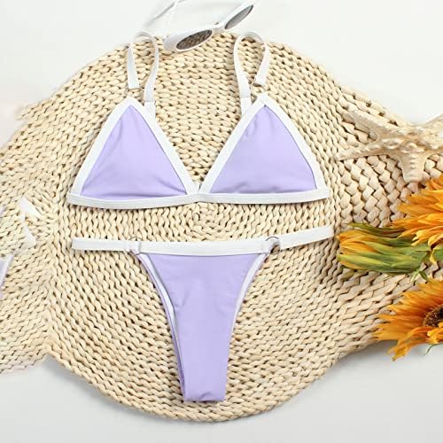 Womenените бикини костими за капење со едно парче триаголник Неон микро бикини прстен за пливање во бразилски бикини за капење костуми за капење