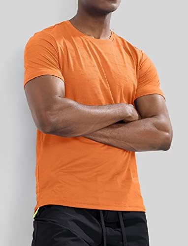 Атлетик кошули со Zengjo Атлетски кошули со кратки ракави за влага за губење на салата за вежбање, трчање на екипаж маица Брз сув спорт