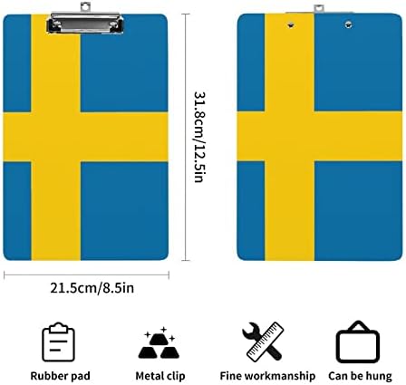 Шведска Знаме Акрилик Клипборд Персоналните Клип Одбори Низок Профил Клип За Канцеларија Училиште
