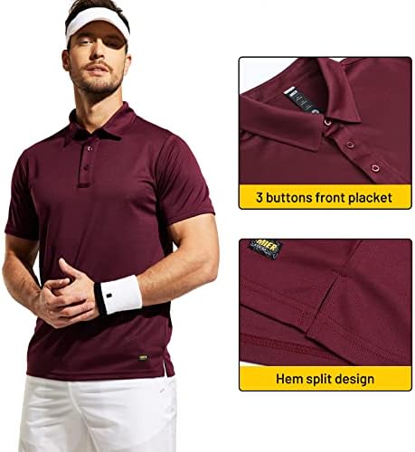 Миер машки поло маици Брз сув голф краток ракав со кој се собереше обичен влага за прицврстување на врвот, рециклиран полиестер