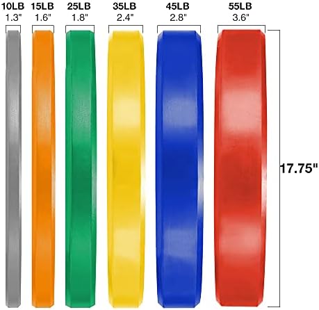Спарт гума во боја кодирана плоча за браник 2 инчи со вметнување од не'рѓосувачки челик за олимписки тренинг за јачина на бања, кревање