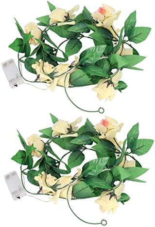 Plplaaoo Rose String Lights Battery Power, цветните жици на светла 2 парчиња 7,8ft 20 LED батерии напојувани рози од роза од самовила,