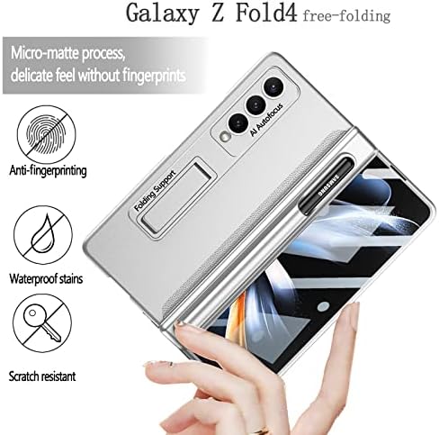 AIAABQ за Samsung Z Fold 4 Case, Galaxy Z Преклопете 4 Case [Заштита на шарки] со држач за пенкало и вграден заштитник на екранот за заштита