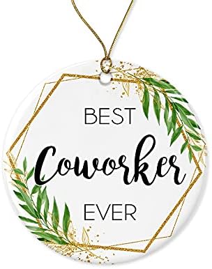 Wolfedesignpdd Cowrork Christmas Ornament - подарок за Божиќни украси за соработник - Најдобар соработник во светот - Најдобар соработник досега