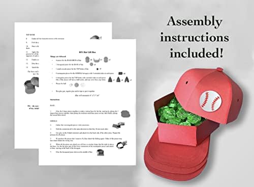 Бејзбол капа за третирање на кутија DIY занаетчиски комплет за Денот на таткото, кутија за подароци со капа, црвени картони парчиња, идеја за