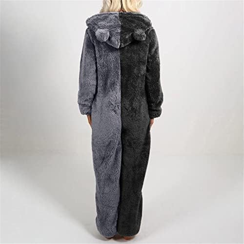 Womenените зимски топли пижами, унисекс возрасни пижами плус големина руно патент за спиење дуксери со долги ракави скокање