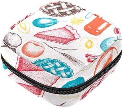 Санитарна торба за складирање на салфетка, торбичка за подлога, торбичка за подлога, мала торба за шминка, ретро шарена шема на храна со овошје