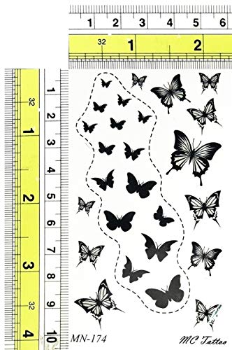 Парита мали тетоважи црна пеперутка мува цртана филм фантазија тетоважа лажна тело на градите на рамо на нозете на нозете на