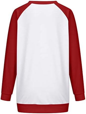 Womenените грда Божиќна маичка Раглан Долга ракав Обичен симпатичен графички кошула Смешно печатено пулвер џемпер врвови