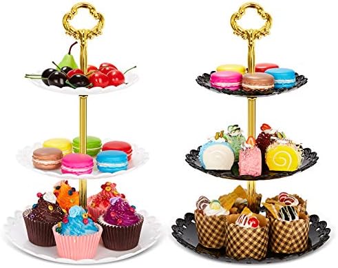 3 Ниво Пластична Торта Штанд Десерт Кула За Свадба Роденден 2-Пакет