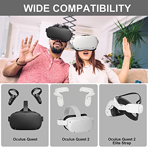 Kixar VR тврдо носење куќиште компатибилен со Oculus Quest 2 VR слушалки, официјална елитна лента, додатоци за контролори на допир,