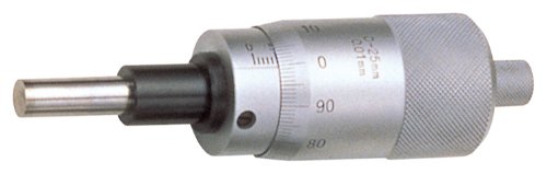 Mitutoyo 152-102 Micrometer Head, 1mm/Rev., 0-25mm опсег, 0,01 mm дипломирање, +/- 0,002mm точност, обичен трн, рамно лице