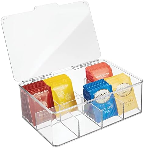 Дизајн Пластична Кеса За Чај Поделена Кутија За Контејнери За Организатор На Складирање Со Капак на Шарката За Кујнски Ормар, Работна Површина,
