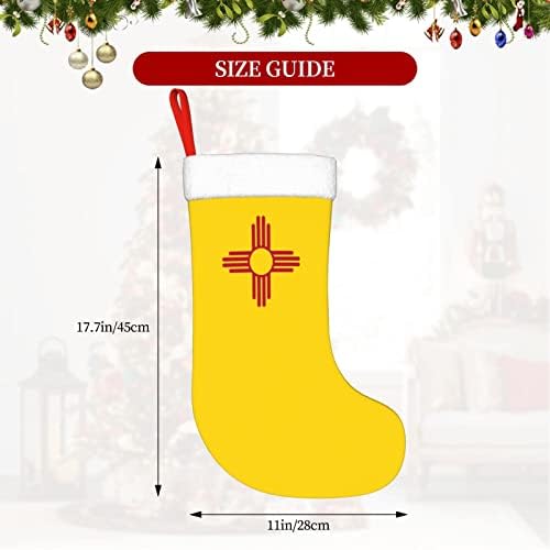 Cutedwarf Flag of New Mexico Christmas Stocking Xmas Decoration Classic 18 инчи камин виси чорап