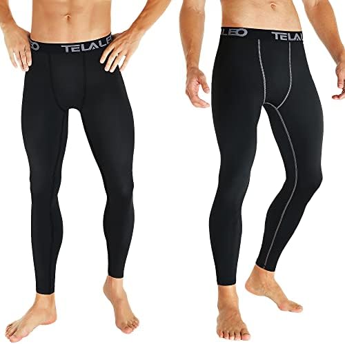 Телелео 6, 5 или 4 пакуваат машки компресивни панталони за компресивни хеланки спортски хулахопки перформанси атлетски тренингот
