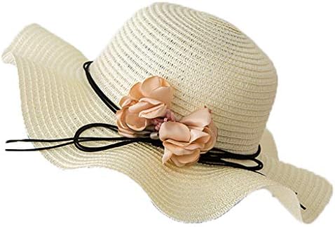 Летно преклопување цвет дами широко сонце од слама патување со плажа капа што може да се изработи капачиња за бејзбол капачиња суво