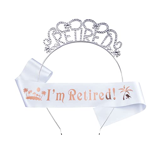Официјално пензионирање на забави за пензионирање испорачува подароци за жени, Rhinestone пензиониран комплет за круна од тијара, комплет за