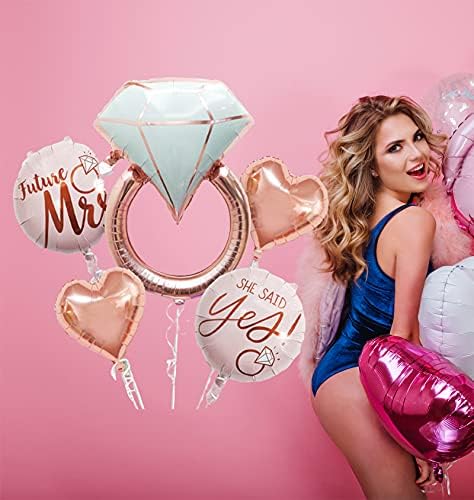 Gifloon Ring Balloon за ангажман на диплома свадба невестински туш дијамантски украси за украси, розово злато