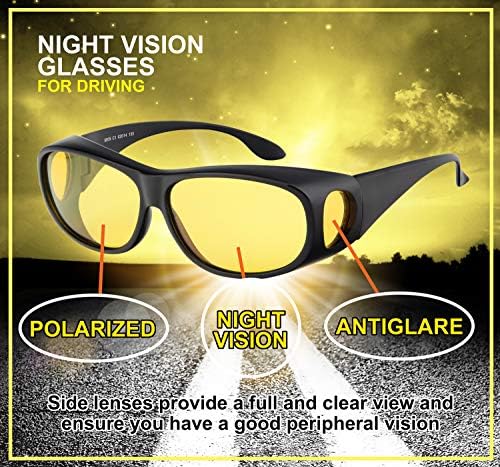 Ноќно Возење Очила Анти Отсјај Поларизирано Ноќно Гледање Жолто Возење Се Вклопуваат Над Возење Очила За Сонце Мажи И Жени