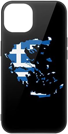 Знаме На Грција Мапа Стакло Телефон Случај Покритие за iPhone 14 Шок Отпорни Заштитни Случај Симпатична