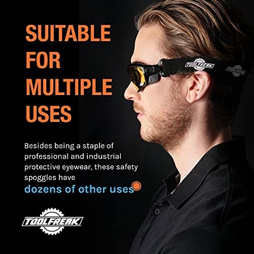 Безбедносни очила со алатки за Spoggles HD жолти поликарбонатни леќи, заштита на влијанието, поставена пена, ANSI Z87 оценета,