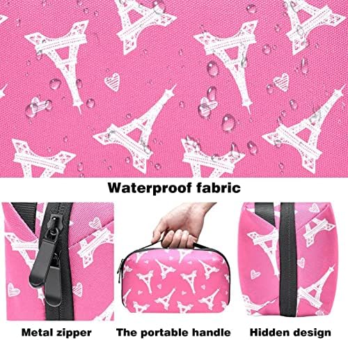 Козметичка Торба За Жени, Симпатични Пространи Водоотпорни Чанти За Шминка Патуваат Розова Париз Ајфеловата Кула Љубов Тоалетна Торба Додатоци