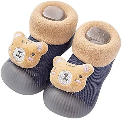Новини за новороденчиња обувки за зимско дете чевли меко дно во затворен простор, без лизгање топол кат цртан филм тигар чорапи, подот чорапи,