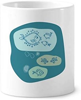 Сини меурчиња цртаат апстрактни рибини четкички за заби држач за пенкало кригла керамички штанд -молив чаша