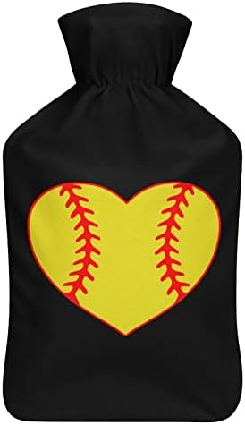 Loveубов Бејзбол срце со топла вода со мека кадифен покрив топла гумена вода торба за вбризгување 1000 ml