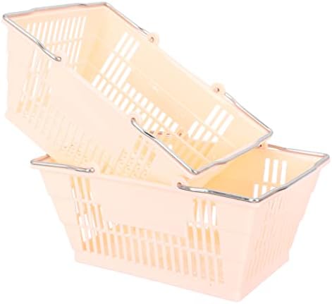 Toyvian 2 парчиња пластични корпи за складирање со рачка за туш кади организатор за бања и кујнски студентски дом спална соба розова